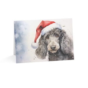 Standard Poodle Santa Paws Christmas Card - Dog Lover Christmas Greeting Card