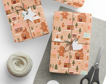 Snowy Gingerbread Magic Gift Wrap - Gingerbread Dreams Wrapping Paper - Frosty Delights Gift Wrap