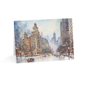 Cartão de Natal Chicago Winter Wonderland - Cartão de felicitações de Natal do edifício Wrigley