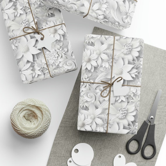 Wedding Wrapping Paper White Wedding Floral Wrapping Paper Elegance Wrapped  in Every Detail 