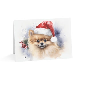 Pomeranian Santa Paws Christmas Card - Dog Lover Christmas Greeting Card