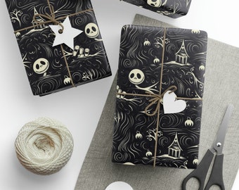 Ghostly Christmas Nightmare Wrapping Paper - A Ghoulishly Festive Holiday Gift Wrap