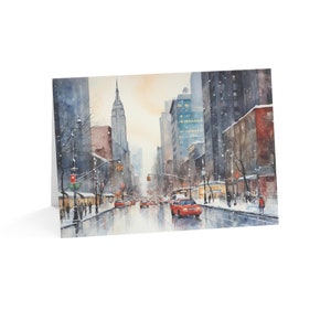 New York City Snowscape Christmas Card - The Empire State Building in Winter