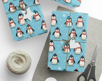 Geschenkpapier mit Pinguin Parade Winterwunderland und arktischen Schals