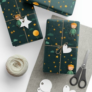 The Little Prince Style Wrapping Paper - Night Sky Storybook Gift Wrap