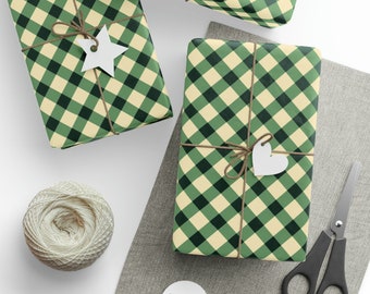 Green & Eggnog Argyle - Christmas Wrapping Paper