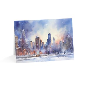 Cartão de Natal Chicago Holiday Glow - Cartão de felicitações de Natal do John Hancock Center