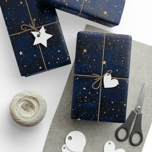 Midnight Starshine Wrapping Paper - Starry Night Graduation Wrapping Paper - Celebration Gift Wrap