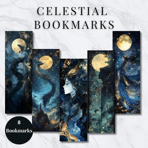 Hemelse bladwijzer-betoverde maan staren - magische boekenclub cadeau-heksen maan bladwijzer-cadeau-ideeën voor spirituele lezers, fantasie bladwijzers