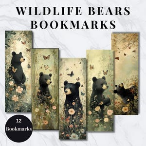 Wildlife Bear Bookmark, Woodland Bear Bookmark, Big Bears Bookmark, Bookmark Collection, Booklover Gift, Printable Bookmarks JPG Sublimation