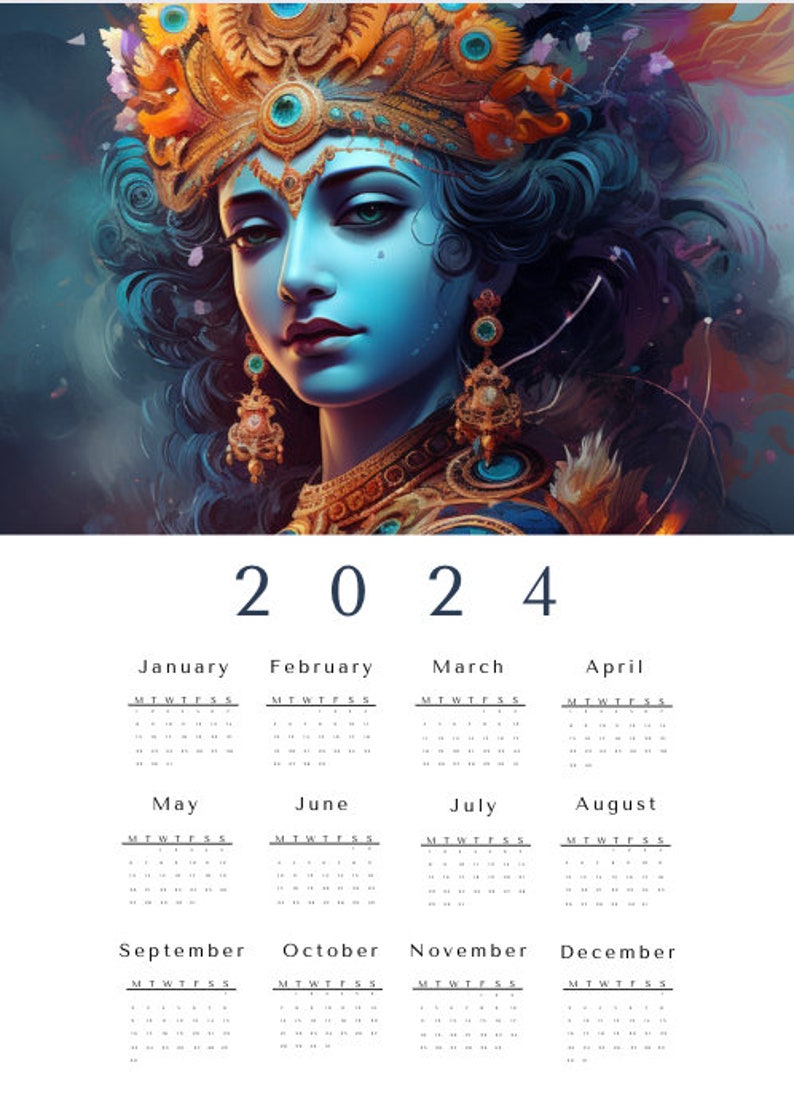 Krishna Calendar 2024 & Wall Poster set 2 Etsy