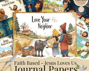 Faith Journal Papers-Prayer Journal Papers-Christian Journal Papers-Kids Faith Scrapbooking-Easter Prayer Journal Papers-Sunday Church Art