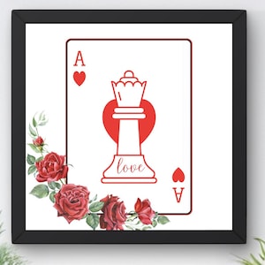 Ace of Hearts Card Print - Love Heart Wall Art - Trendy Retro Wall Art - Printable Playing Card Decor - Anniversary Gift Wall Art