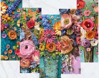 3D FLORAL BookMarks,18 Printable Bookmark Sheets, Bookmark Sublimation, Digital Download Bookmarks, Reading Stationery Kit,Floral Art PNG