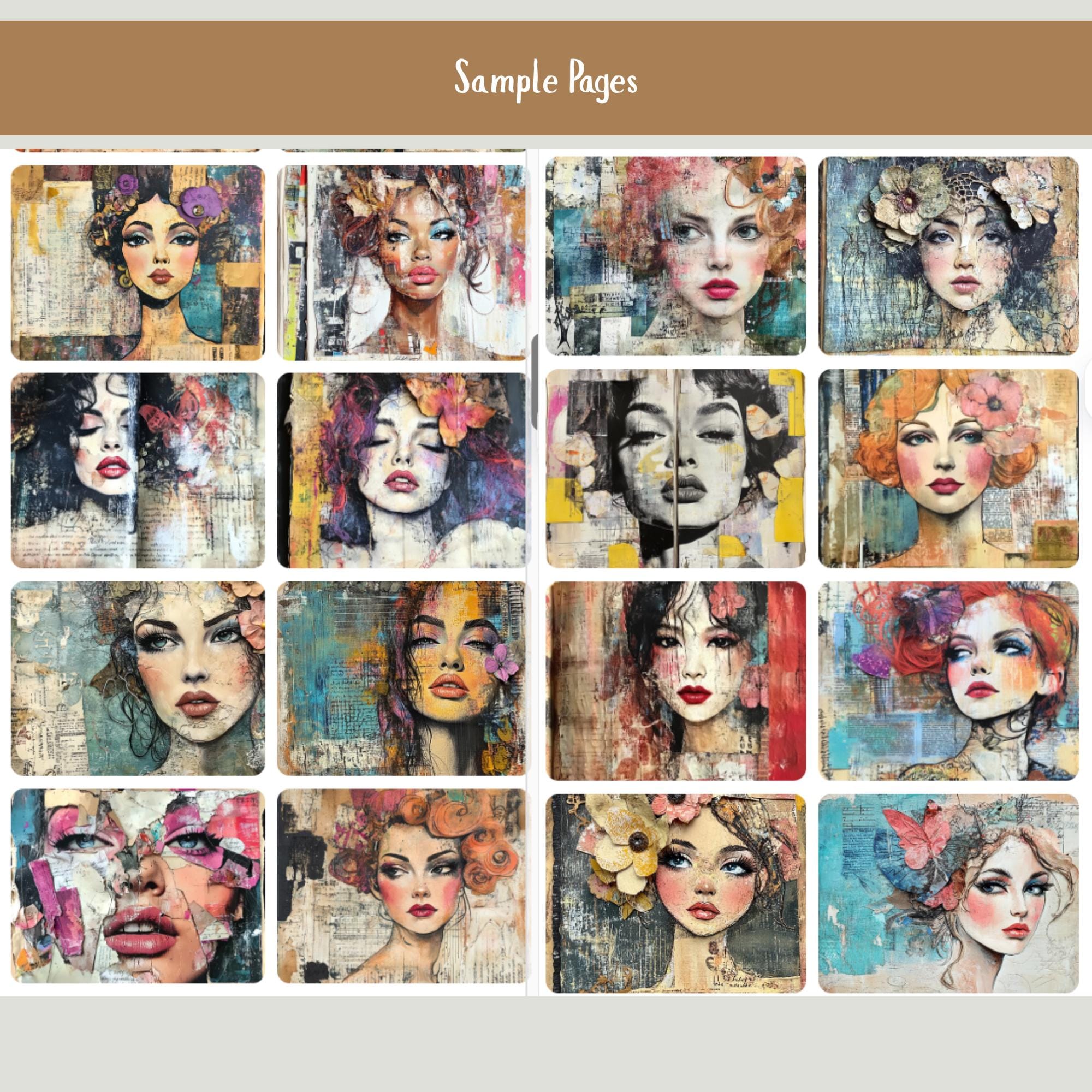 Mixed Media Junk Journal Paper Pack | 40 Digital Collage Sheets | Bold ...