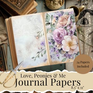 Peonies Junk Journal Papers, Light Purple Flowers, Scrapbooking Art Papers, Journal Printables, Floral Art Papers, Valentine Digital Papers