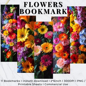 Floral Bookmarks, Authentic Bookmarks, Colorful Bookmarks, Bright Floral Bookmarks, Garden Lovers Bookmarks, Botanical Bookmarks