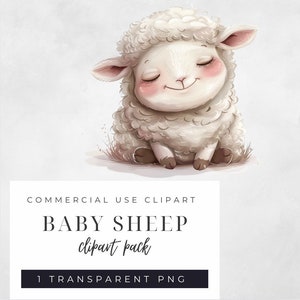 1 clipart de ovelha bebê em aquarela, ovelha bebê fofa dormindo, álbum de recortes, diário de lixo, clipart de viagem, impressão em tela, clipart de animal de inverno