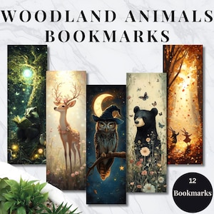 Woodland Animals Bookmarks, Cute Animal Printable Bookmarks, Woodlands Animal Printable Bookmark Sheets, JPG Bookmarks, DIY Craft Supplies