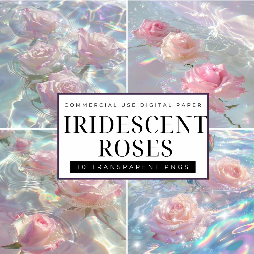 Iridescent Roses Iridescent PINK Roses Digital Paper, Sparklecore Aesthetic, Shimmering ...