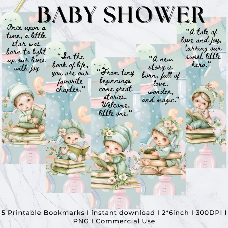 Baby Shower Bookmark - Etsy