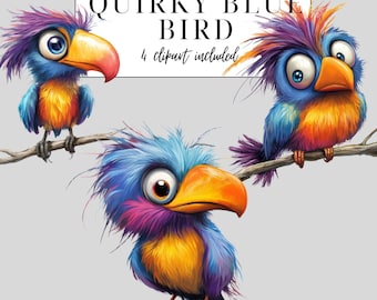 Imágenes prediseñadas de pájaros extravagantes - Pájaros divertidos PNG - Ilustraciones de pájaros extravagantes - Descarga digital para manualidades - Imágenes prediseñadas de pájaros lindos - Arte de pájaros imprimible