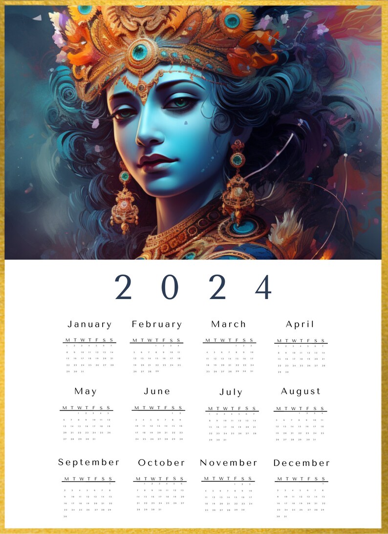 2024 Calendar With Radha Krishna Set of 10 Wall Calendars Etsy