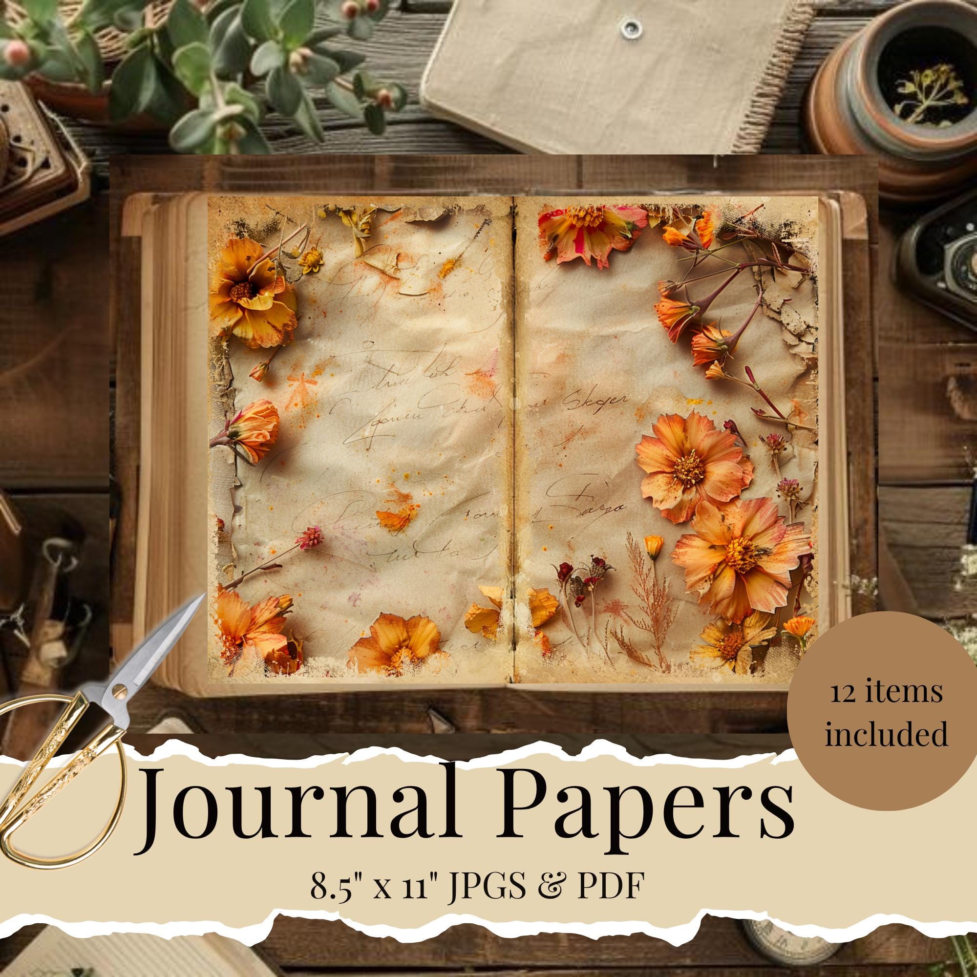 Fall Junk Journal Papers, Autumn Printable Pages, Cozy Scrapbook