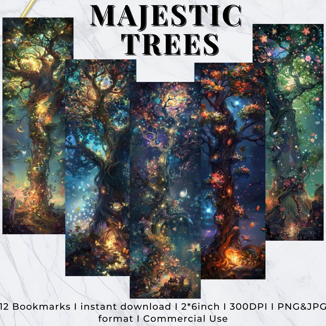 Majestic Trees Bookmarks, Enchanting Fantasy Bookmarks,reading ...