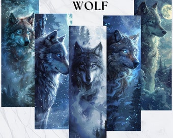 Wolf Bookmarks, Sharp-Featured Wolf, Animal Bookmarks, Book Lover Gift, Moonlit Forest Bookmark, Reading Accessories, Fantasy Bookmarks
