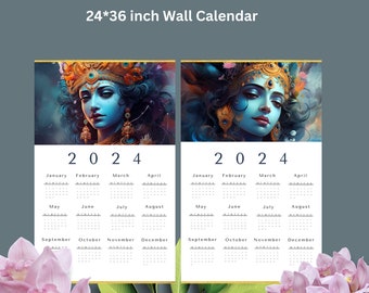 2024 Calendar with Radha Krishna - Set of 9 Wall Calendars Size 24*36inch