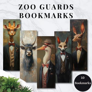 Zoo Animals Bookmarks| Quirky Animal Bookmark Sheets | Whimsical Bookmarks | JPG Bookmark Sublimation| Smart Collar Animals Bookmark