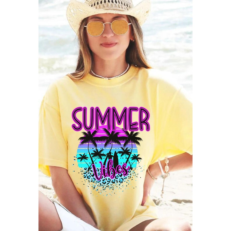 Summer Vibes Neon Beach Comfort Colors Tshirt, Vacation Shirt, Girls