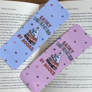 Easily Distracted By Books Bookmark, Blue Bookmark, Duck Bookmark, Goose Bookmark, Funny Bookmark