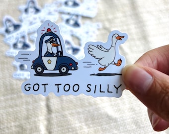 Silly Goose Book Club Sticker, Duck Sticker, Got Too Silly Sticker, Book Themed Die Cut Sticker, Waterproof Laptop & Water Bottle Decal