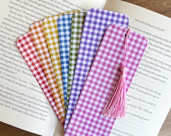 Bookmark, Rainbow Bookmark, Flower Bookmark, Gingham Bookmark, Colorful Bookmark