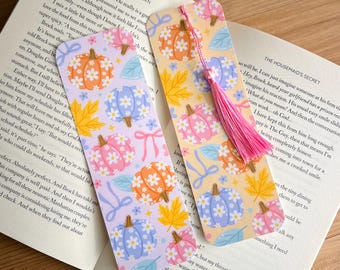 Fall Bookmark, Booklover, Autumn Bookmark, Cozy Cute Halloween Bookmark, Fall Bookmark, Pumpkin, Pumpkin Spice, Bright Colored Fall Bookmark