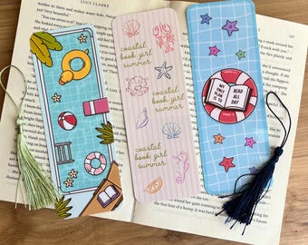 Summer Bookmarks, Beach Bookmark, Beach Day Bookmark, Holiday Bookmark, Vacation Bookmark, Seashell Bookmark