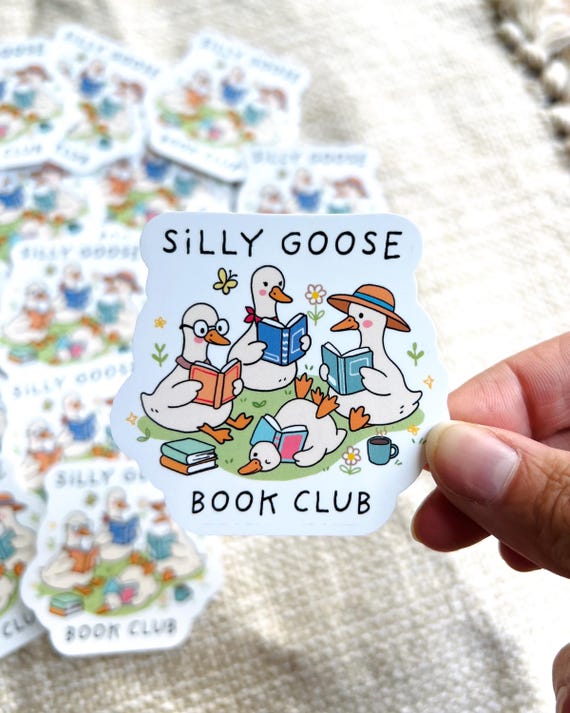 Silly Goose Book Club Sticker, Duck Sticker, Silly Goose Sticker, Book Themed Die Cut Sticker, Waterproof Laptop & Water Bottle Decal