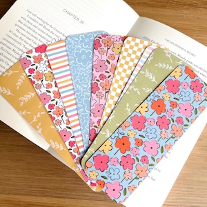 Colorful Spring Bookmark, Flower Bookmark, Girly Bookmark, Gingham Bookmark, Bow Bookmark