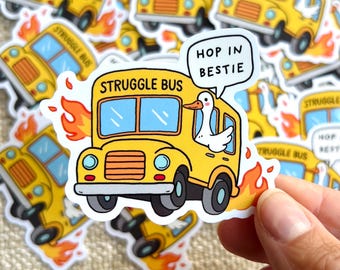 Silly Goose Sticker, Goose Sticker, Struggle Bus Sticker, Book Themed Die Cut Sticker, Waterproof Laptop & Water Bottle Decal, Funny Vinyl