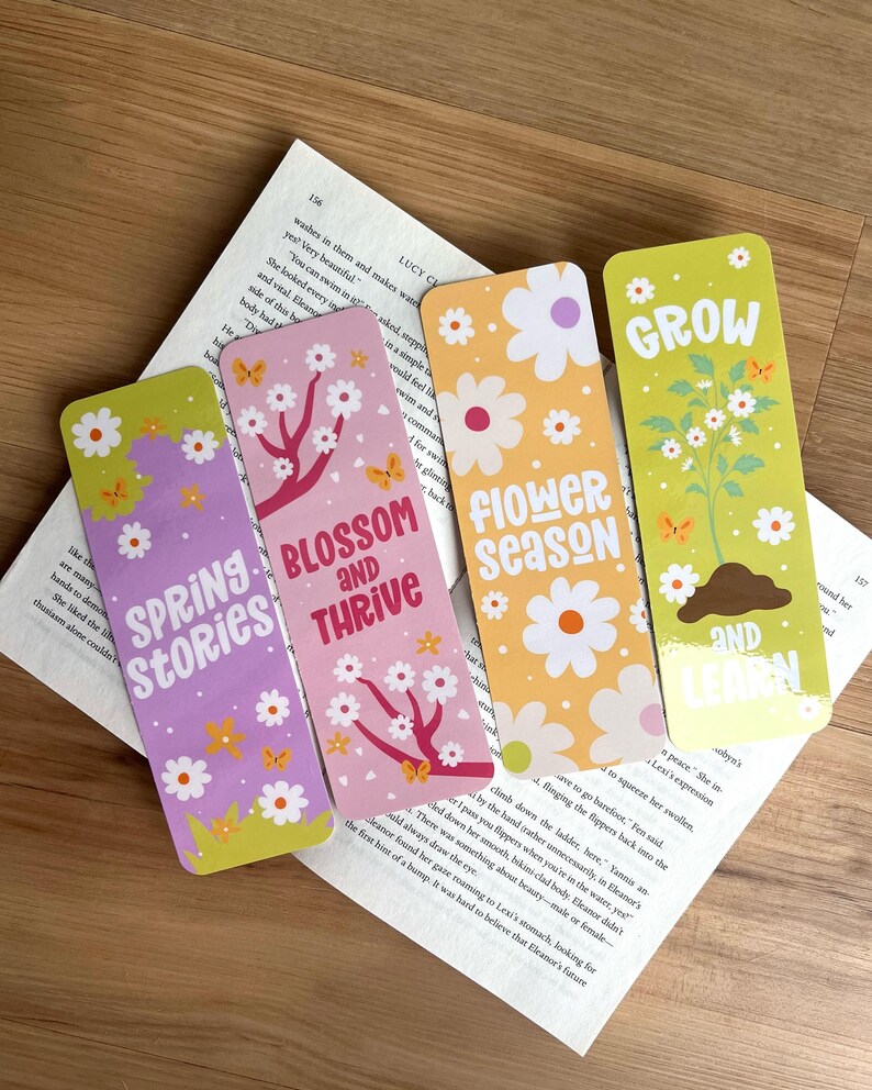 Colorful Spring Bookmark, Flower Bookmark, Girly Bookmark, Garden ...