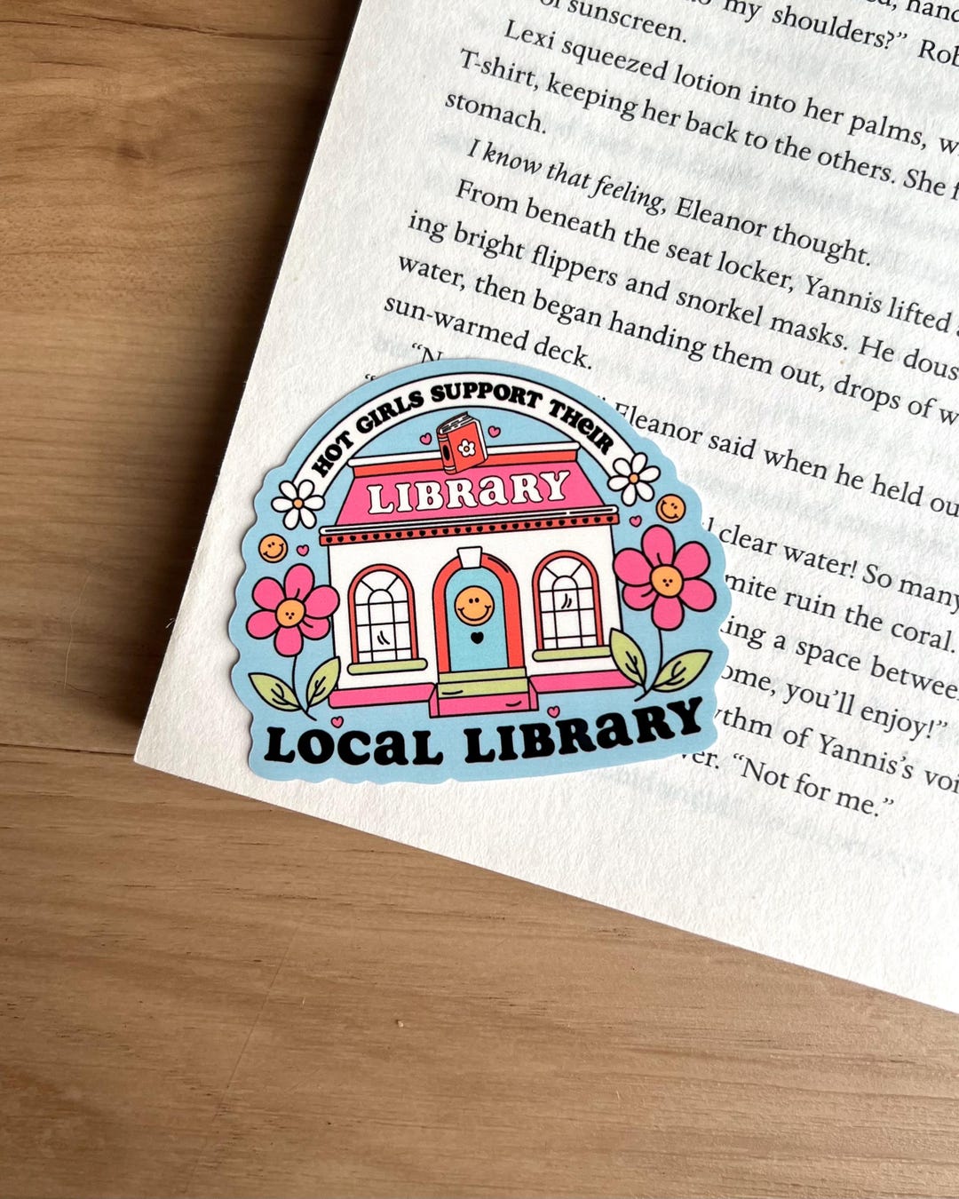 Local Library Sticker, Book Sticker, Book Themed Die Cut Sticker ...