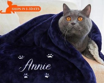 Embroidered Name Pet Blanket, Custom Dog Blanket, Personalized Name Blanket, Personalized Gift Pet, Christmas Gift Dog, Gifts For Pet Lovers