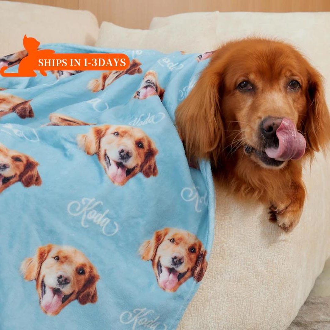 Personalized Dog Photo Blanket, Custom Pet Name Flannel Blanket - Etsy