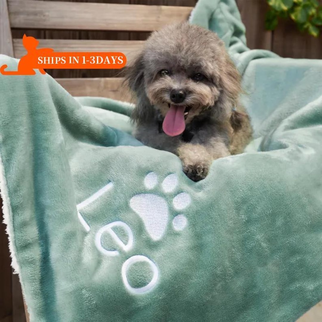 Paw Prints Personalized Dog Blanket With Name Custom Dog Blanket