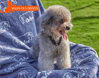 Personalized Dog Ear Blanket with Name, Custom Name Dog Blanket, Dog Ear Pattern Plush Pet Blanket, Soft Name Blanket, Welcome New Dog Gifts