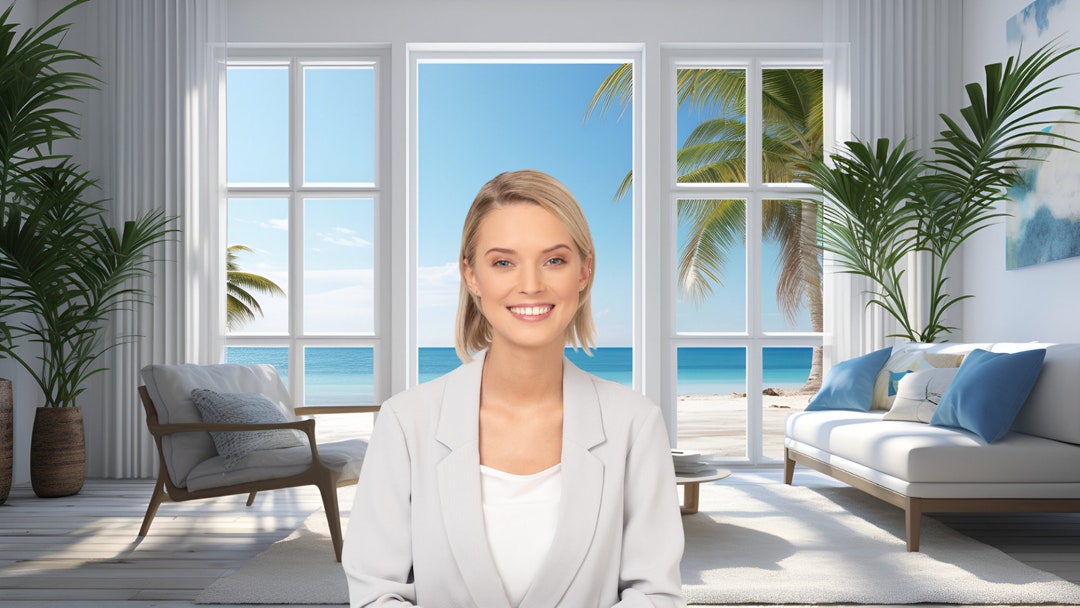 Zoom Virtual Background Backdrop Beach Palms Ocean Living - Etsy Australia