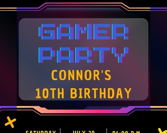 Gamer Geburtstagseinladung | Gamer Party | Gaming LKW Geburtstag Digitale Einladung Vorlage | Videospiel Geburtstag | Videospiel-Einladung