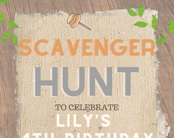 Scavenger Hunt Birthday Invitation | Scavenger Hunt | Scavenger Hunt Birthday Digital Invitation Template | Kids Scavenger Hunt
